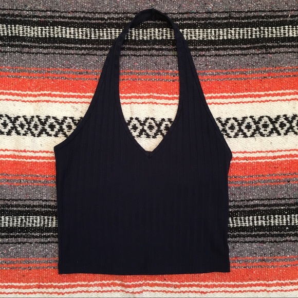 Hollister Tops - HOLLISTER / navy v neck crop halter top